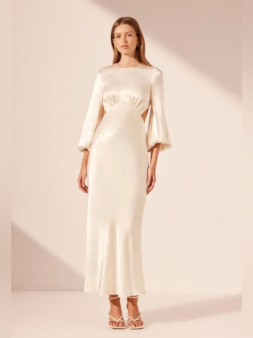 Shona Joy La Lune Balloon Sleeve Cutout Midi Dress